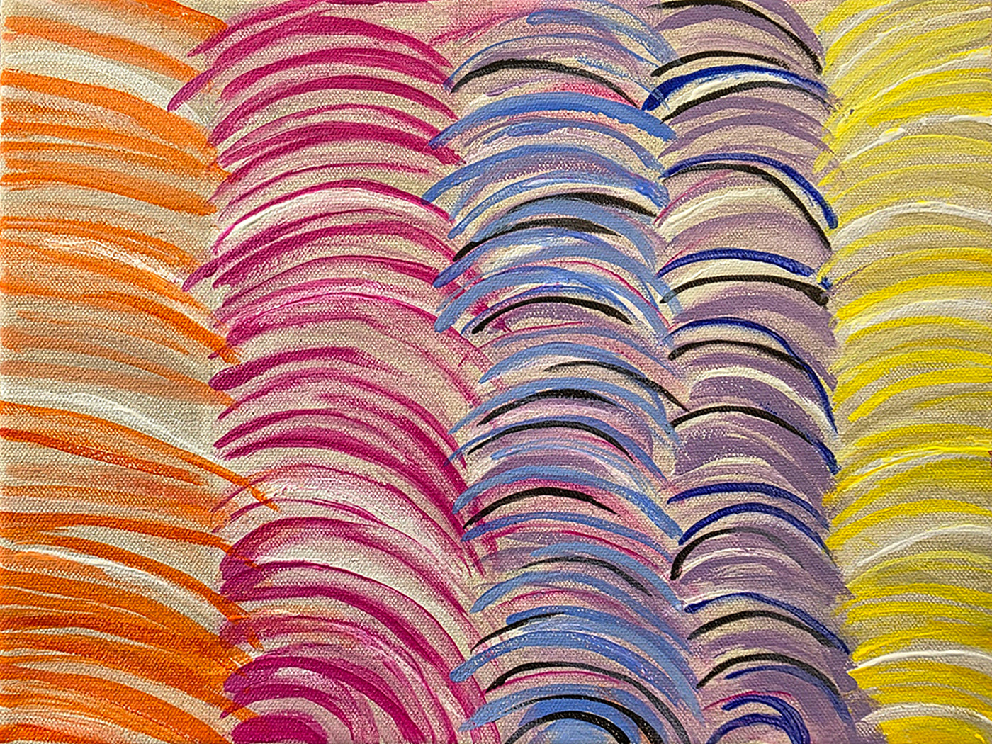 Abstract art with wavy brush strokes in various colors