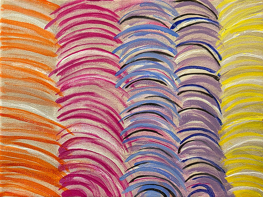 Abstract art with wavy brush strokes in various colors