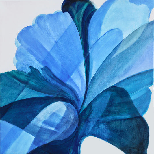 Abstract style painting of a blue flower 