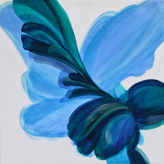 Variegated blue floral painting 
