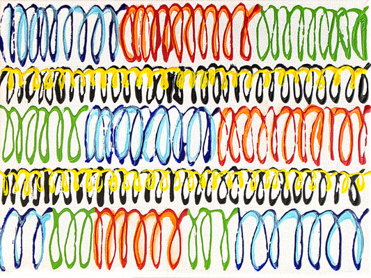 Colorful loops set against a white background