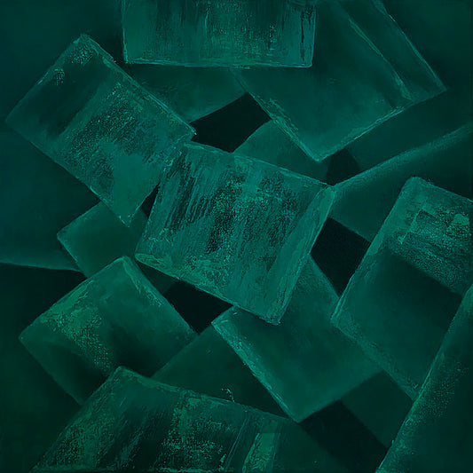 Close-up of green rectangular tiles with a textured surface